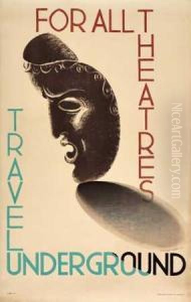 For All Theatres/ Travel Underground. 1930. Oil Painting by Edward Mcknight Kauffer