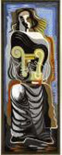 Music - Design For Tapestry Oil Painting by Edward Mcknight Kauffer