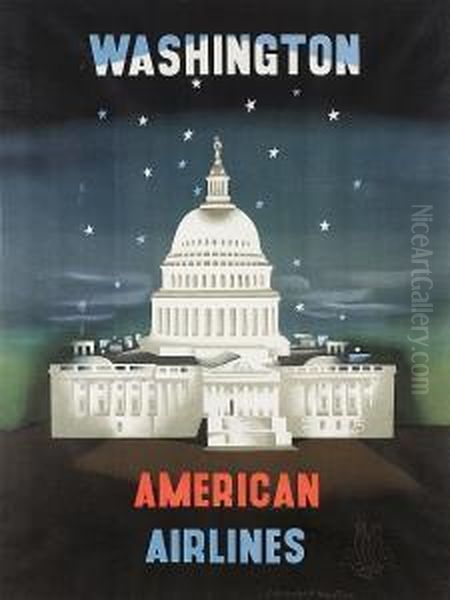 American Airlines - To New York Oil Painting by Edward Mcknight Kauffer