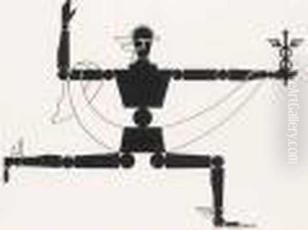 Mechanical Man Oil Painting by Edward Mcknight Kauffer