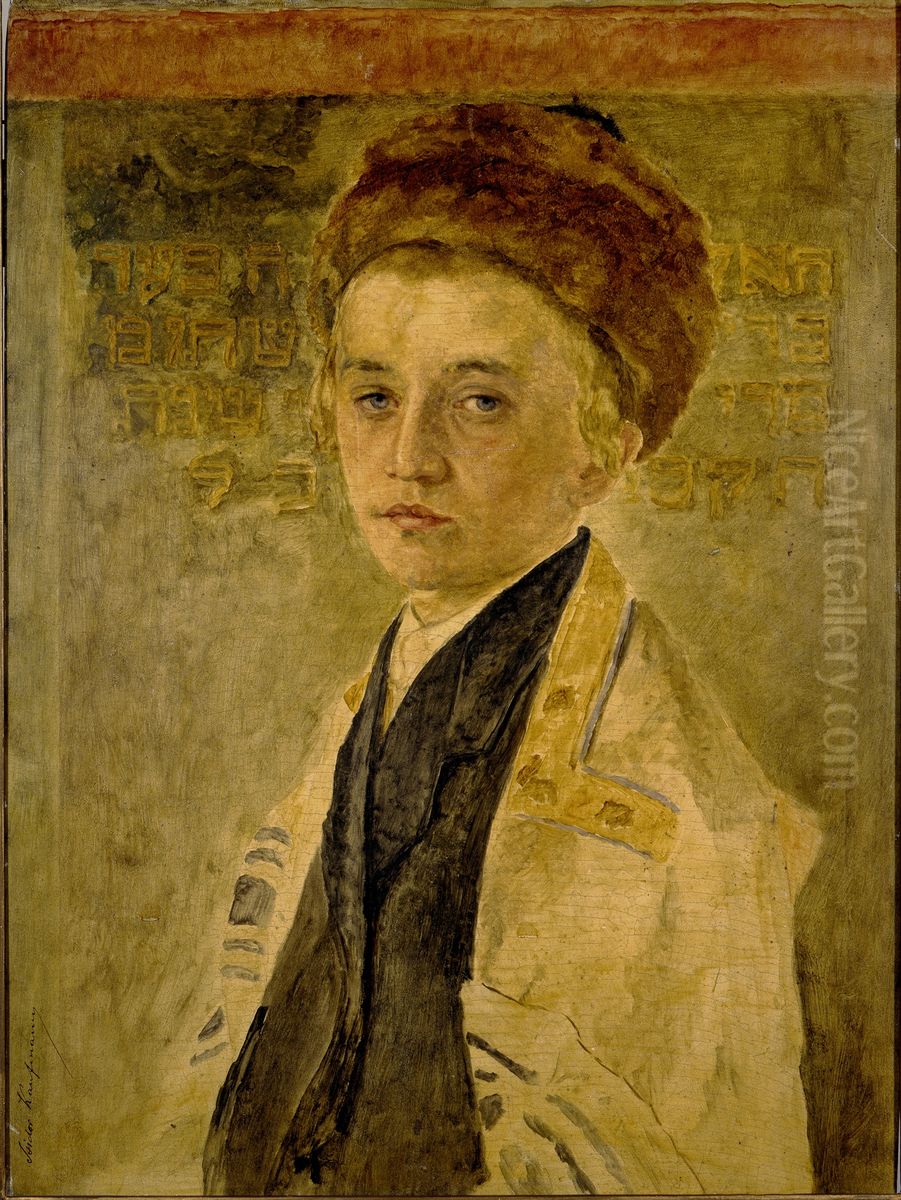 Portrait Of A Jewish Boy Oil Painting by Isidor Kaufmann