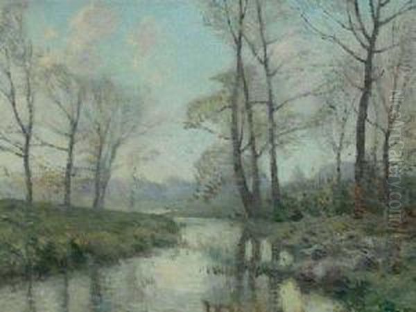 Woodland Stream Oil Painting by William Jurian Kaula