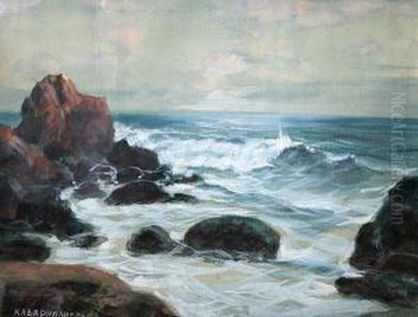 Cliffs Oil Painting by Hristo Kavarnaliev