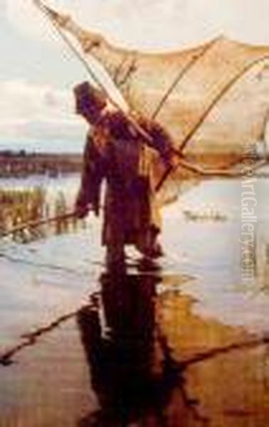 Rybak Z Wiecierzem Oil Painting by Apoloniusz Kedzierski