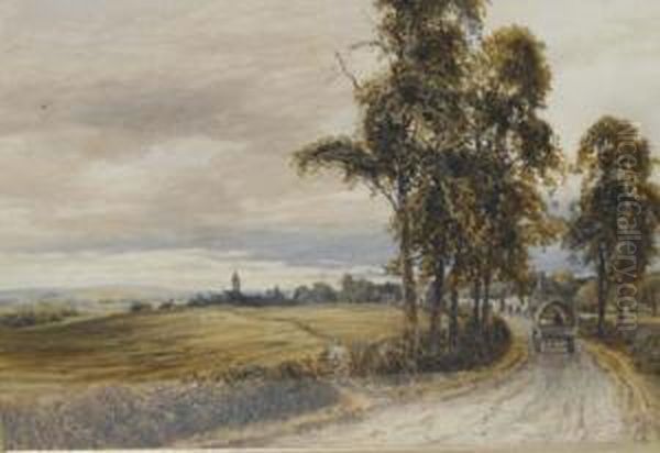 Country Lane With A Figure Oil Painting by John Keeley