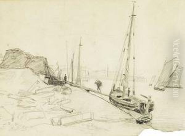 Cais Com Barcos Oil Painting by Alfredo Keil