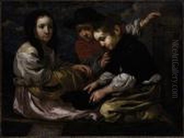 Tre Ragazzi Che Giocano Oil Painting by Bernhard Keil, Monsu Bernardo