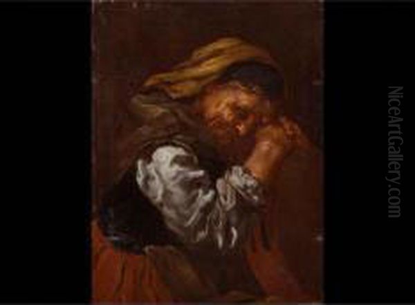 Vecchia Addormentata Con Tamburello Oil Painting by Bernhard Keil, Monsu Bernardo