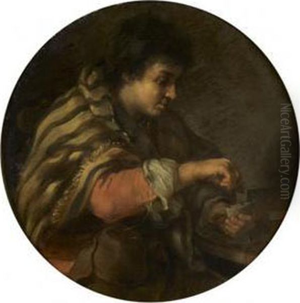 Le Jeune Joueur De Cartes Oil Painting by Bernhard Keil, Monsu Bernardo