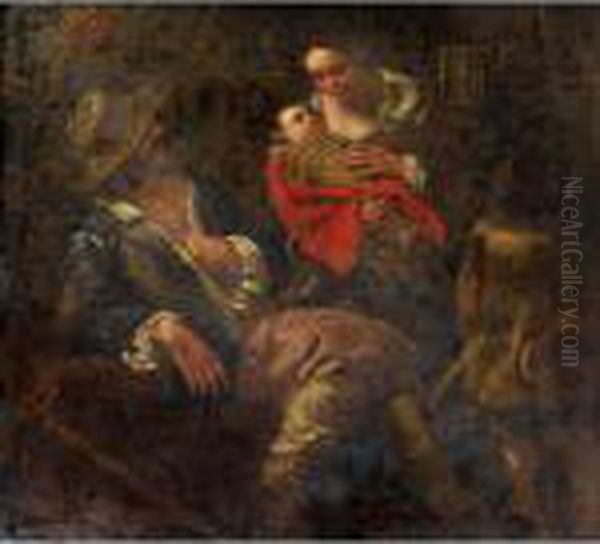 Famille De Paysans Dans Un Interieur Oil Painting by Bernhard Keil, Monsu Bernardo