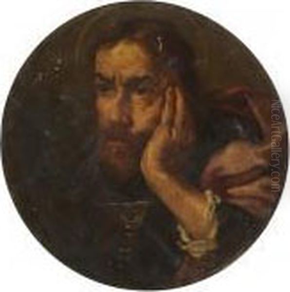 The Head Of A Male Saint Oil Painting by Bernhard Keil, Monsu Bernardo