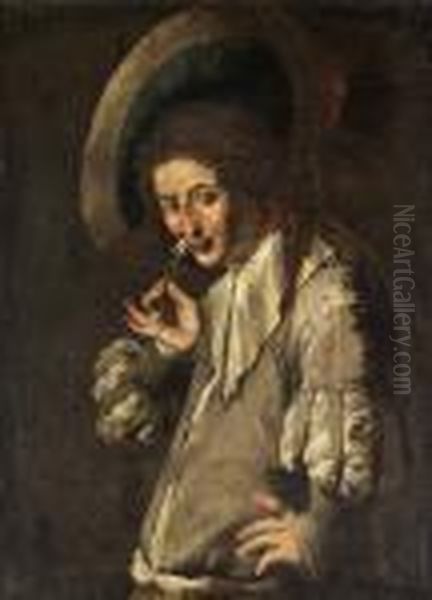 Ung Man Med Blomma - Allegori Over Luktsinnet Oil Painting by Bernhard Keil, Monsu Bernardo