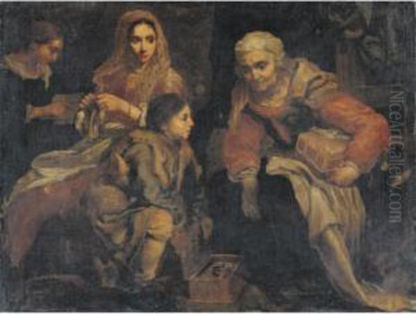 Interior Scene With Figures Gathered Around A Brazier Oil Painting by Bernhard Keil, Monsu Bernardo