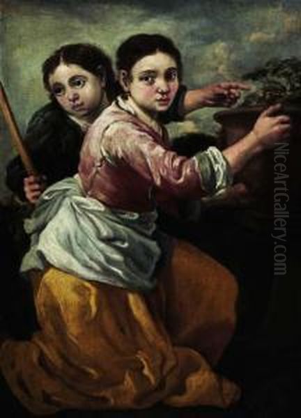 Fanciulli In Giardino Oil Painting by Bernhard Keil, Monsu Bernardo