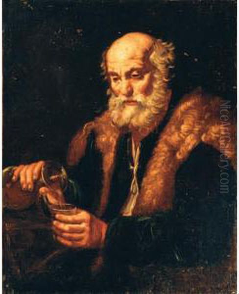 Vecchio Bevitore (allegoria Del Gusto) Oil Painting by Bernhard Keil, Monsu Bernardo