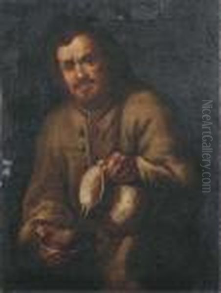 A Man Pouring Wine Into A Drinking Bowl Oil Painting by Bernhard Keil, Monsu Bernardo