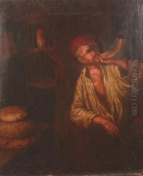 A Baker Blowing His Horn Oil Painting by Bernhard Keil, Monsu Bernardo