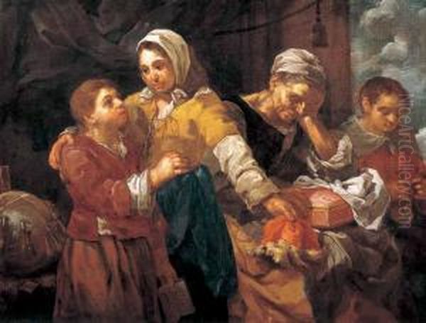 Le Cucitrici Oil Painting by Bernhard Keil, Monsu Bernardo