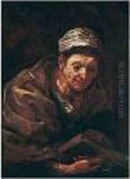 Study Of An Old Woman, Holding A Book Oil Painting by Bernhard Keil, Monsu Bernardo
