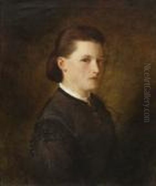 Bildnis Einer Jungen
 Frau. Oil Painting by Ferdinand Keller