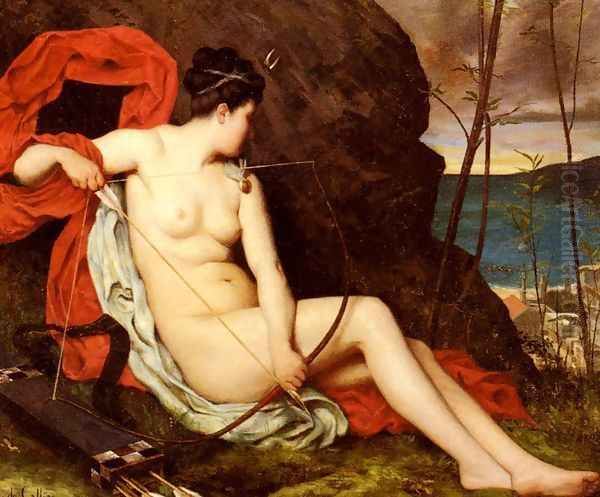 Diane La Chasseuse (Diana Of The Hunt) Oil Painting by Horace de Callias