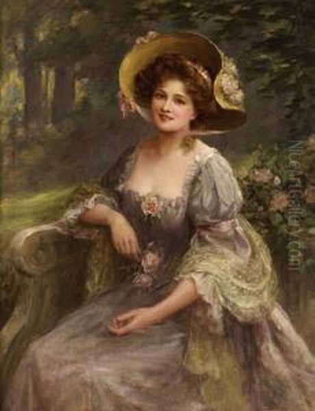 Elegant Dam I Hatt Oil Painting by Sydney Percy Kendrick