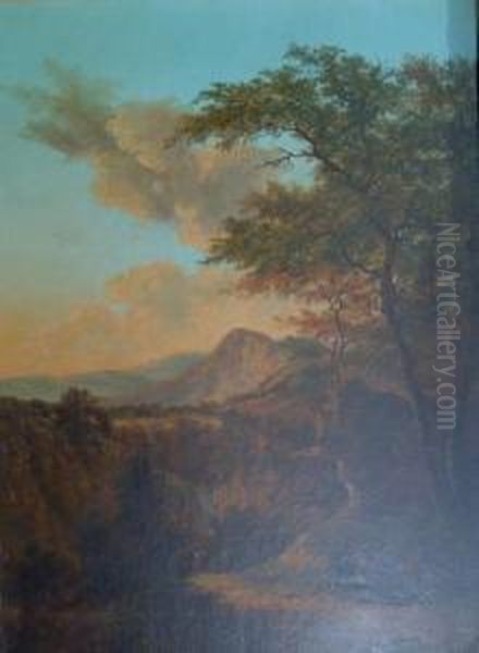 Travelers On A Mountain Pathway Oil Painting by John Frederick Kensett