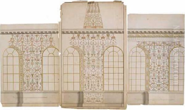 Trois Projets Avec Variantes De Decoration Murale En
 Grotesque Oil Painting by William Kent