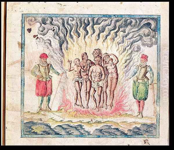 The Inquisition in New Spain Oil Painting by Samuel de Champlain