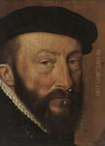Head Of A Man In A Black Cap Oil Painting by Willem Adriaensz Key