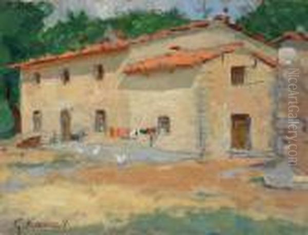 Casolare Oil Painting by Giorgio Kienerk