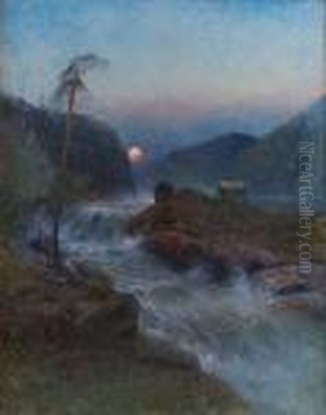 Landskap I Mansken Oil Painting by Johan Kindborg