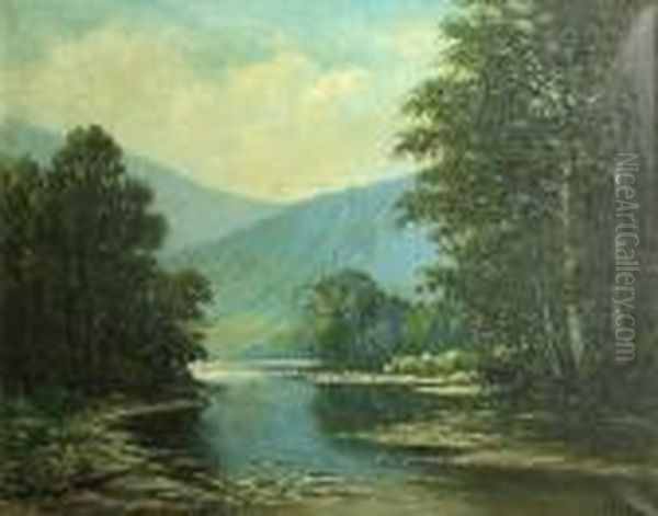 Allegheny Mountain Stream Near Altoona Pennsylvania Oil Painting by Albert F. King