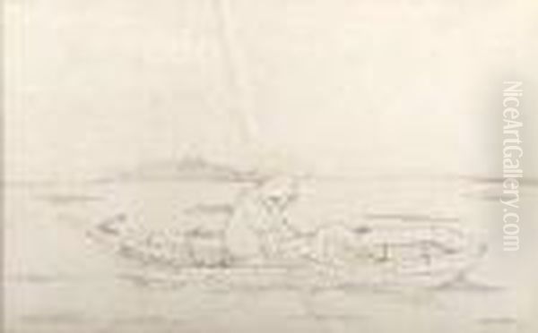 The Fisherman Finds The Mermaid In His Net Oil Painting by Jessie Marion King