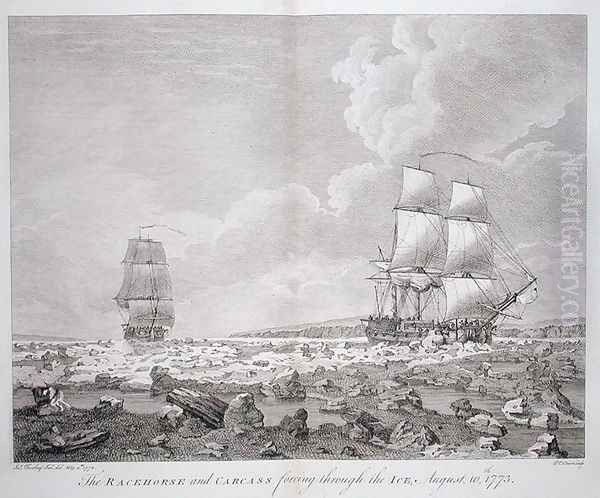 A View of the 'Racehorse' and 'Carcass', August 7th, 1773, from 'A Voyage towards the North Pole undertaken by His Majesty's Command 1773' Oil Painting by John the Younger Cleveley