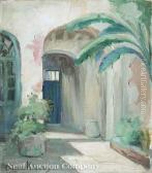 Shadyfrench Quarter Patio Oil Painting by Alberta Kinsey