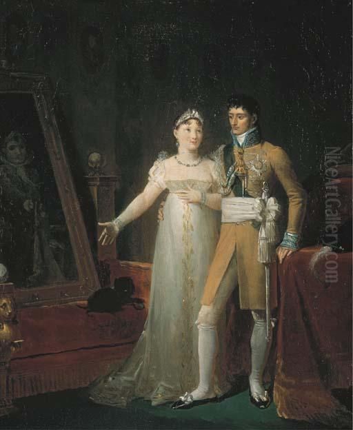 Portrait De Jerome Bonaparte, 
Roi De Westphalie, Et De Sa Femme La Princesse Catherine De Wurtemberg 
Admirant Le Portrait De L'empereur Napoleon Ier Oil Painting by Francois Josephe Kinson