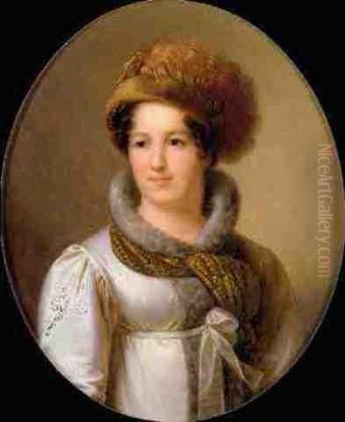 Portait Of A Lady, Said To Be Pauline Borghese Oil Painting by Francois Josephe Kinson