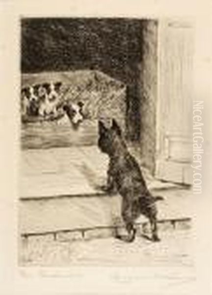 The Intruder, Scottish Terrier Oil Painting by Marguerite Kirmse