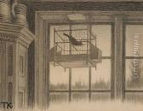 Kjaeresten I Skoven Oil Painting by Theodor Severin Kittelsen