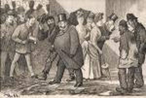 An Embarrassing Aquaintance Oil Painting by Theodor Severin Kittelsen