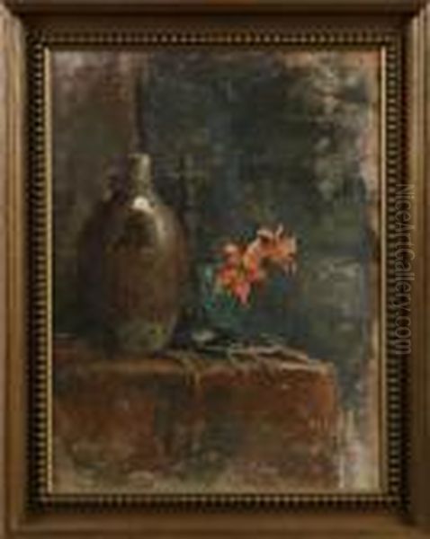 Stilleben Med Krus Och Liljor Oil Painting by Esther Kjerner