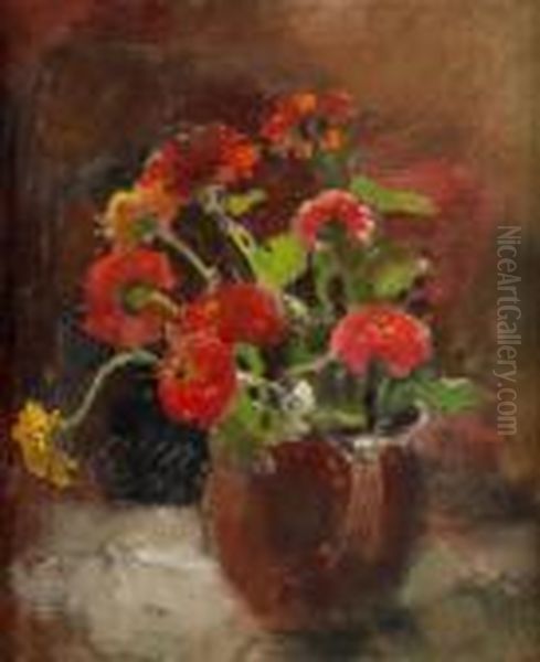 Blomsterstilleben Oil Painting by Esther Kjerner
