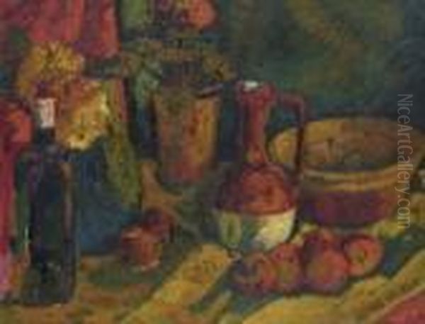 Stilleben Mit Blumen Und Fruchten. Oil Painting by Cesar Klein