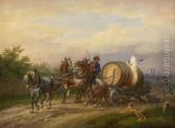 Verungluckter Biertransport Vor
 Den Toren Munchens. Oil Painting by Johan Adam Klein