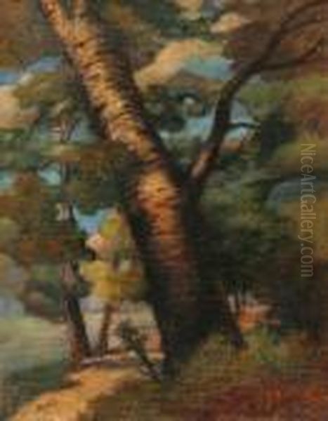 Fak A Vizparton Oil Painting by Jozsef Klein