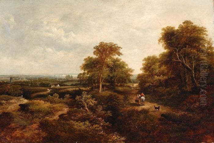 Encounter On A Sandy Path Oil Painting by Pieter Lodewijk Francisco Kluyver