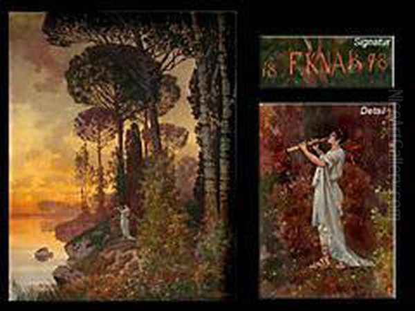 Romische Landschaft Oil Painting by Ferdinand Knab