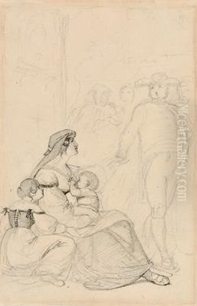 Mitte Des 19. Jahrhunderts Oil Painting by Ludwig Knaus