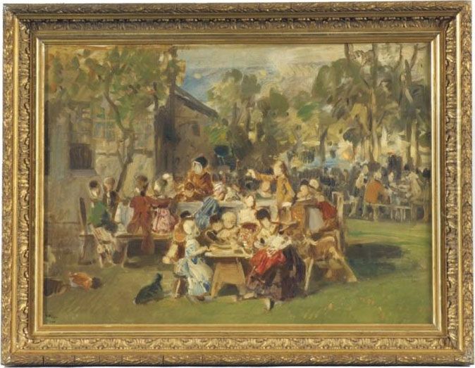 Ein Kinderfest Oil Painting by Ludwig Knaus